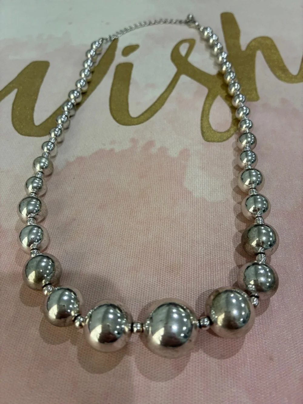 Silver Bead Statement Necklace - Women Jewelry